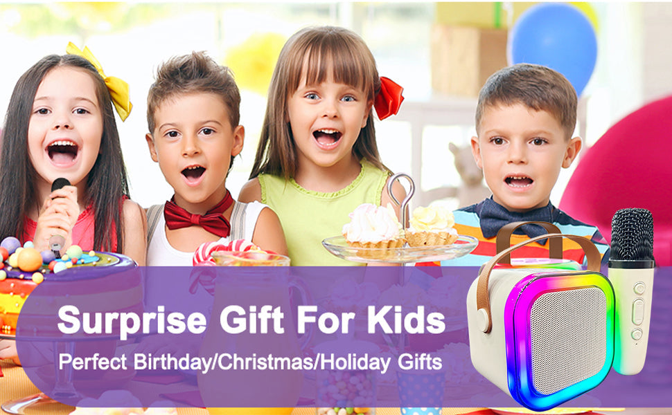 Portable Bluetooth Karaoke Speaker with Mic for Kids Teens Adults, Ideal Gifts for Girls Boys Birthday Holiday Home Party