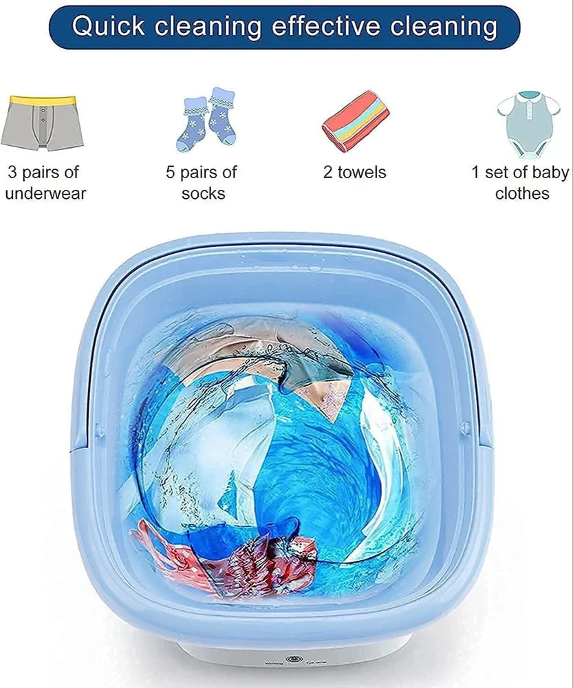 2Kg Portable Foldable Mini Top Loading Washing Machine with Spinner & Dryer for Baby Clothes, Semi Automatic Bucket Washer with Modes for Home, Travel & Multipurpose (Multi)