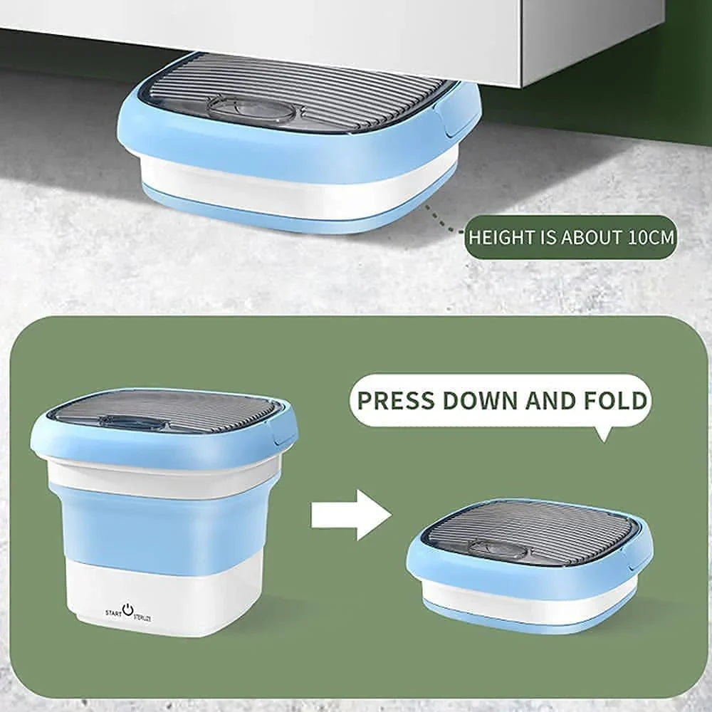 2Kg Portable Foldable Mini Top Loading Washing Machine with Spinner & Dryer for Baby Clothes, Semi Automatic Bucket Washer with Modes for Home, Travel & Multipurpose (Multi)