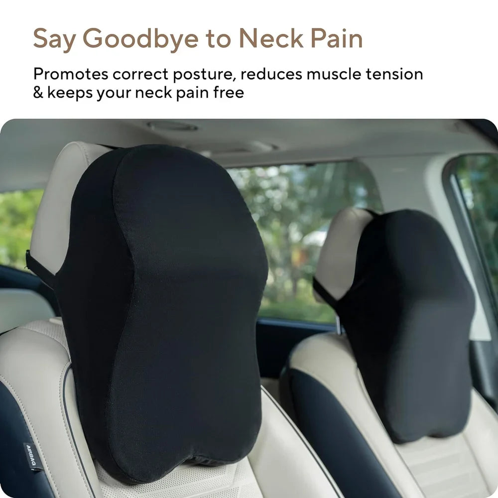 Foam Premium Car Neck Rest Pillow: Comfortable Pillows - Enhance Your Driving Experience With Our Pillow For Seats Perfect Support Long Journeys, Medium, Black